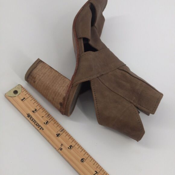 Free People Effie Leather Peep Toe Ankle Bootie 40 US 10 Womens Brown Distressed - Picture 9 of 10